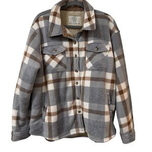 Sage collective Sherpa lined plaid shacket XXL Cabincore cozy layering